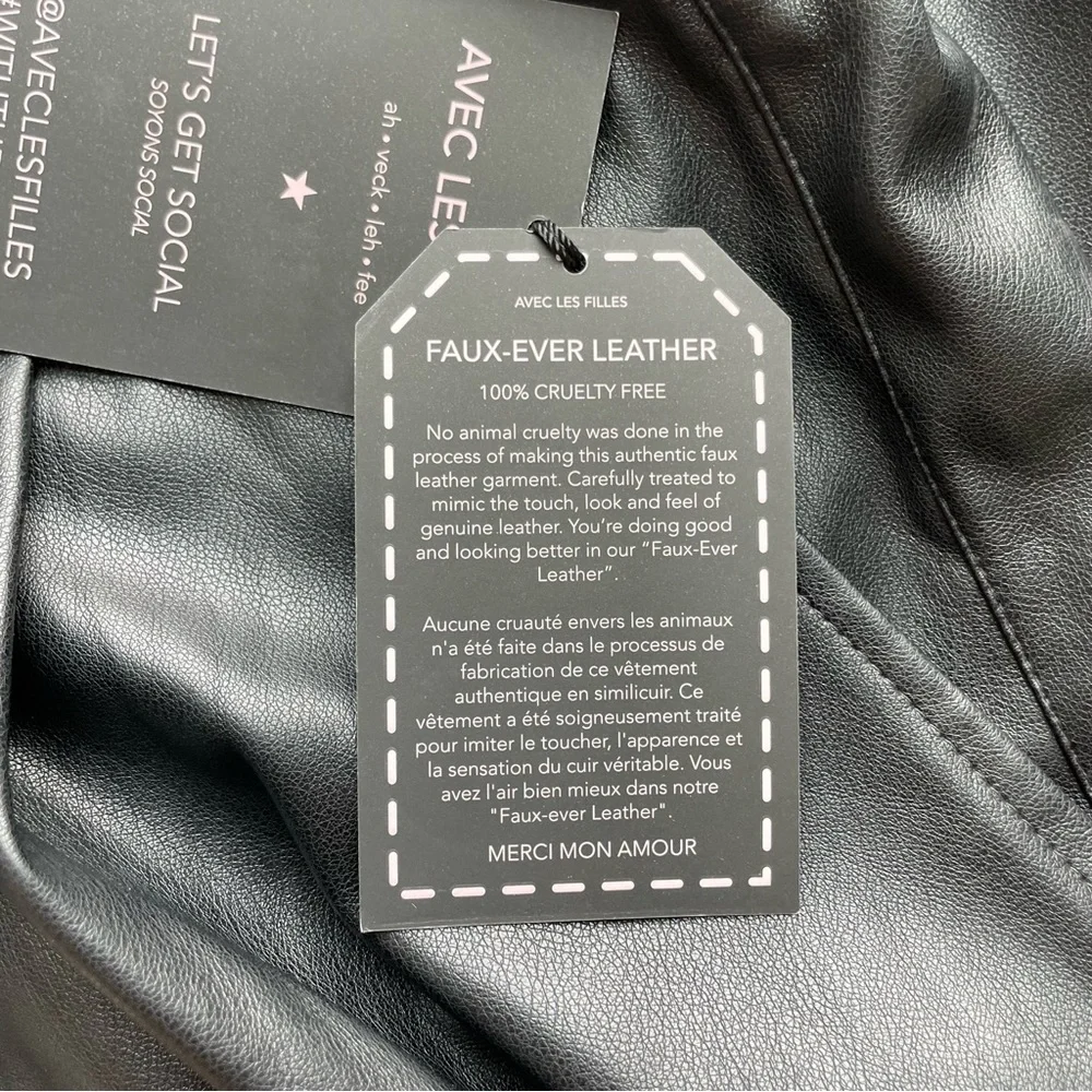 Avec Les Filles Black‎ Leather Dress Pants NWT